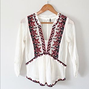 Anthropologie Akemi+Kin Cheesecloth Embroidered